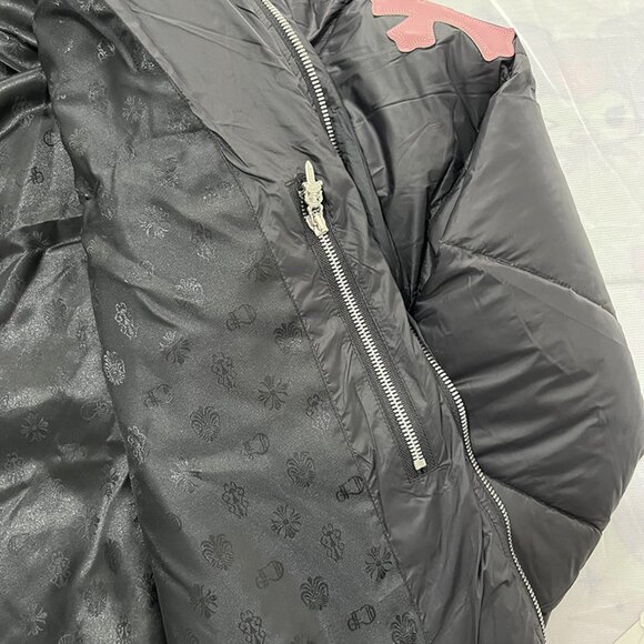 Chrome Hearts Black Down Jacket With Pink Cross Patch - Picture 2 of 13